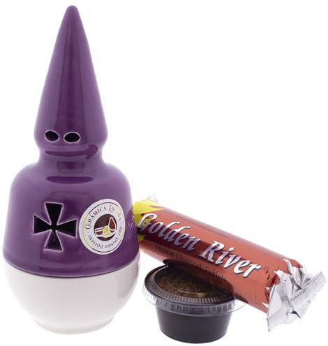 CERÁMICA ESPAÑA | Incensario nazareno Blanco-Morado | Incensarios religiosos | Incensarios de Barro | Incensarios Originales | Incensario Semana Santa | 9x9x20 cm | Accesorios Incluidos