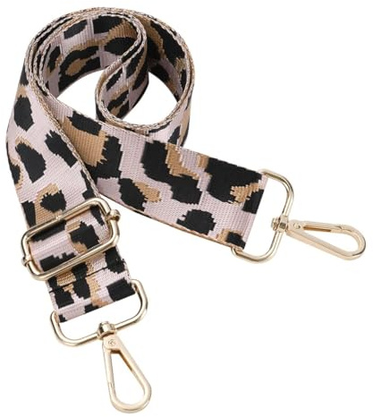 ieron Leopard bred axelrem för handväskor – justerbara ersättningsväskremmar med robusta metallspännen – bekväma och eleganta väsktillbehör, Flerfärgad, M