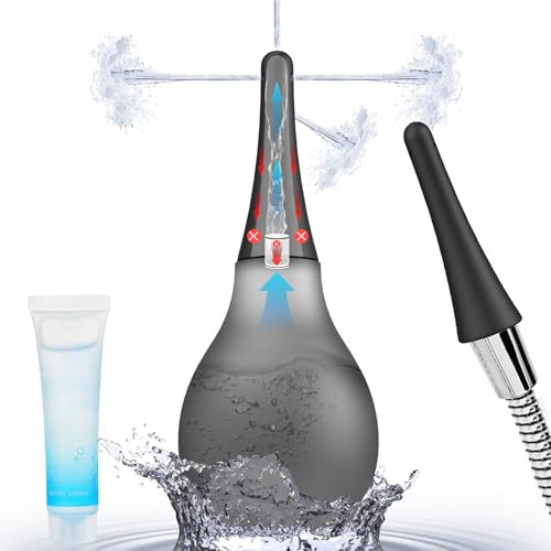 Enema Douche Anti Back-Flow,Silicone Enema Reusable Anal Douche Cleaner for Men Women Colon Cleansing,Shower douche with 5 Spouts connected to shower hole,Vaginal Cleaner 10oz (Semi-transparent, 10oz)