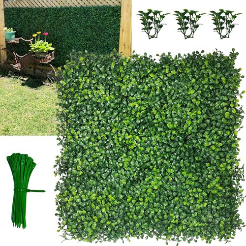 DOPGIB Paneles de boj artificial, 20 x 20 pulgadas (24P) 4 capas de hojas con protección UV, paneles de fondo de pared para exteriores, interiores, jardín y vallas, privacidad, patio trasero y