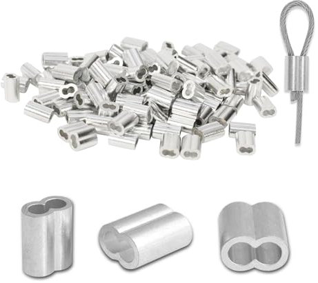 Seilklemmen 2mm/3mm/4mm, 150 Stück Aluminiumhülsen Quetschhülsen Aluminium Pressklemmen Seilverbinder Doppelhülsen Würgeklemmen Klemmhülsen für Seilverbinder Stahlseil Drahtseil Kabel