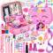 Vautvis 32 Schminkkoffer Kinder Mädchen, Gesichtsfarben Kinderschminken Set, Waschbar Schminke Spielzeug Mädchen Make Up Set, Schminkkoffer Mädchen Weihnachts Geschenke Für 4-12 Jahre