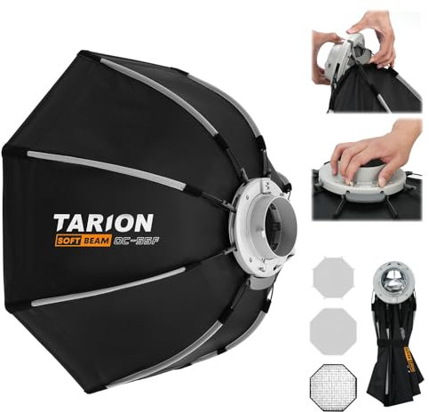 TARION Softbox Montaje Rápido Octagonal - Caja de luz Plegable 55cm Bowens para Retrato recién Nacido vlog fotografía de Producto OC-55F SOFTBEAM