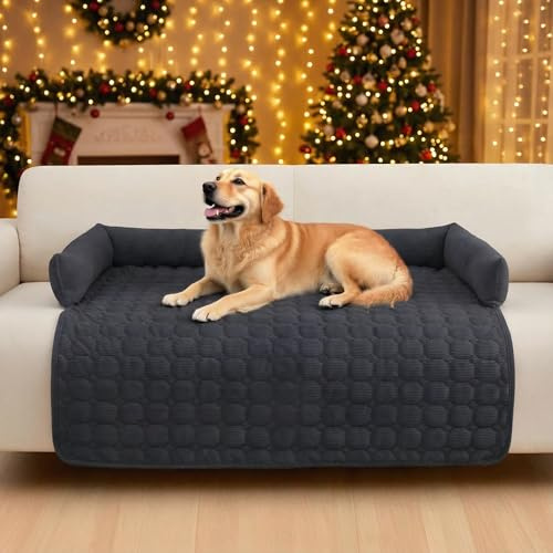 OKYUK Cama para Perros, protección de sofá para Mascotas, cojín para Perros Hecho a Mano y Lavable, Felpudo para Perros para Todos los tamaños (Pana Kunkelgrau, 75 x 75 cm)