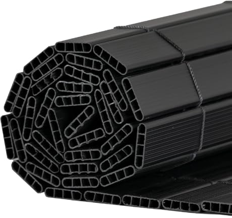 PVC Slat Artificial Bamboo Double Sided Garden Fence - Privacy Balcony Screening - 1.5m x 4m - Black