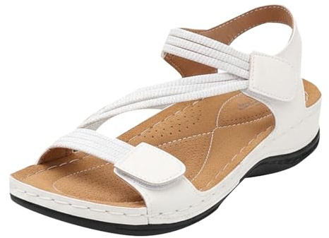 Sandales Compensées Femme Été Confortable Orthopédique Bout Ouvert | Antidérapantes Nu-Pieds Sandale Bride Cheville À Scratch Chic Légeres Respirantes Pour Décontractées Marche Vacances