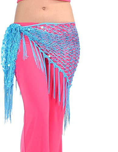 BellyLady magdans höftduk egyptisk triangelhalsduk magdans kjol tillbehör, Lakeblue, one size