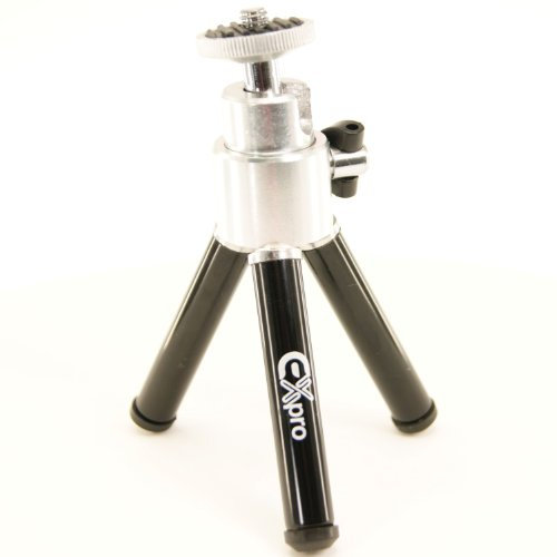 Ex-Pro Table-Top Mini Tripod, Aluminium Telescopic and compact - 3 Level - 15cm, 12.7cm & 10cm - Black & Silver