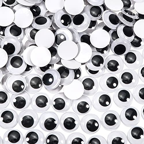 TOAOB 300 Piezas 25 mm Adhesivos Ojos Móviles Negros de Plástico Redondo Autoadhesivo Ojos de Muñecas para Manualidades de Scrapbooking Artesanía Accesorios de Juguete
