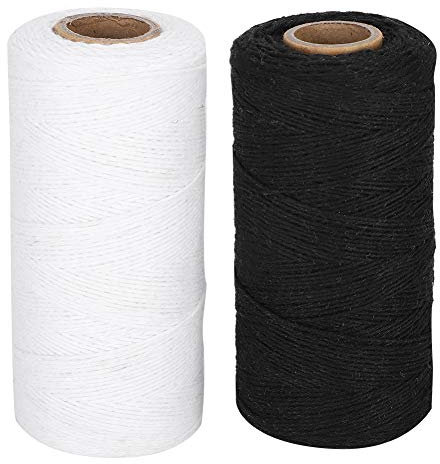 Fydun 2 Stück Webfaden 8/4 Kettgarn Webstuhl Kettfaden zum Weben Teppich Wandteppich Decke Muster (Schwarz + Weiß)