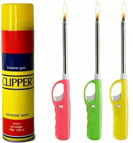 Aspect X3 Refillable BBQ Lighter – Adjustable Flame, Clipper Gas, Multi-Use for Kitchen, BBQ, Candles, Camping & Fireworks (Set of 4)