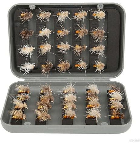 Fly Fishing Lure Set, 40pcs Artificial Bait Lures with Dry Flies, Case Box for Bass, Salmon, Trout