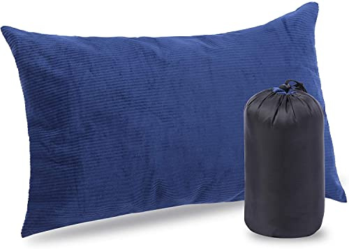 REDCAMP Small Camping Pillow for Sleeping Bag,Soft Travel Pillow,Blue | Lightweight and Compressible,Soft Flannel Cover,Removable for Easy Cleaning,Portable Travel Pillow Outdoor Hiking Backpacking