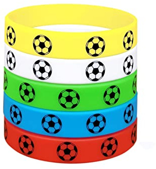 Braccialetto in Silicone Sportivo - 5 Pezzi Colorati per Bambini, Uomo, Sport, Festa Calcio ed Eventi