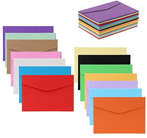 MXTIMWAN | Mini-Umschläge - 70 Briefumschläge Bunt - Bunte Umschläge in 14 unterschiedlichen Farben, 11.6 X 8.2CM, Geschenkidee, Basteln