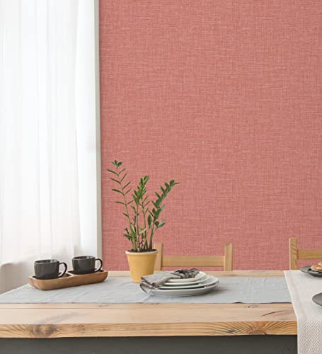 GAULAN 680657 - Papel pintado vinílico ecológico efecto textil de lino color rojo en relieve para pared salón cocina baño dormitorio comedor - Rollo de 10 m x 0,53 m