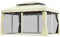 Outsunny Cenador de Jardín de Aluminio 4x3 m Gazebo Pabellón con Techo de Ventilación 4 Cortinas Laterales 4 Mosquiteras y 8 Orificios de Drenaje para Fiestas Eventos Bodas Crema