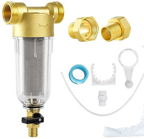 Wasserfilter Filterkombination mit Adapter, Spin-Down-Sediment-Wasserfilter, Wasserhahn Feinfilter, Wiederverwendbare Enthärter Ersatzfilter zur Filtration Trinkwasser, Brunnenwasserschlauch Vorfilter