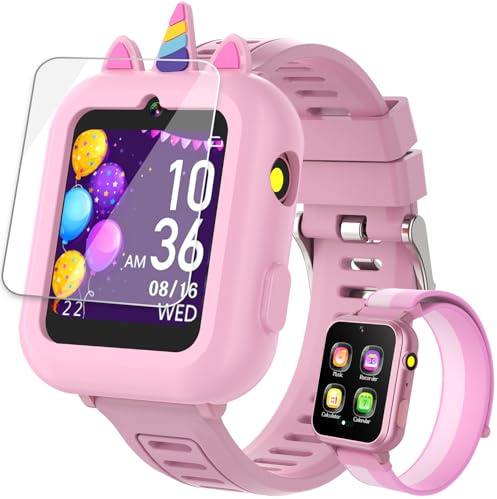 Melontti Smart Watch for Kids with 39 Games,Camera,Video,Music Player,Recorder,Alarm,Pedometer,Flashlight,Stopwatch,HD Touch Screen,Borthday Gift Toy for Girls Ages 3-12(Pink)
