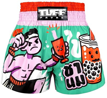 TUFFPAYAK Muay Thai Boxing Shorts Traditional Styles (M, TPY-MS003-GRN)