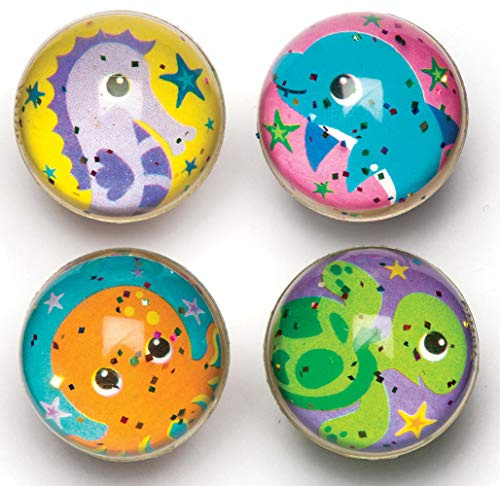 Baker Ross AR590 Sea Life Buddies Glitter Jet Bouncy Balls (Pack of 8) for Kids