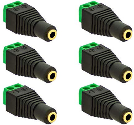 6X Klinken Buchse 3,5mm Adapter > Terminal Block 2-Pin Schraub Klemmen Vergoldet