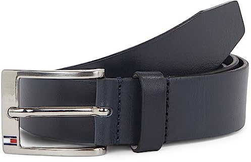 Tommy Hilfiger Herren Gürtel New Aly Belt Ledergürtel, Blau (Midnight), 85 cm