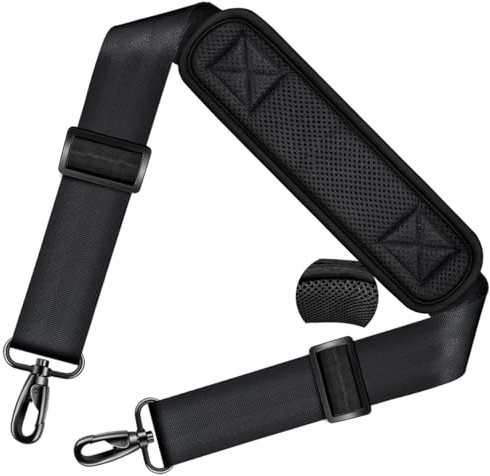 ZINZ Shoulder Strap 78 Universal Bag Strap with Ultra-thick Fixed Padded and Dual Balanced Adjustable Buckles for Briefcase, Travel Bag, Laptop Bag, Crossbody bag - Black