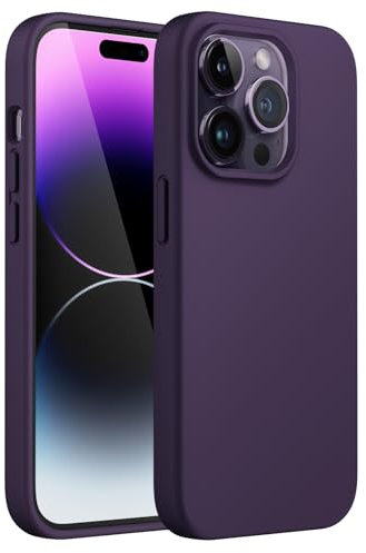 JETech Silikon Hülle für iPhone 14 Pro 6,1 Zoll, Ganzkörper Handyhülle mit Seidig-Weicher Berühren, Stoßfest Schutzhülle mit Mikrofaser-Futter (Dunkellila)