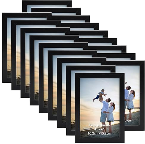 EYMPEU Lot de 18 Cadres Photo 10x15 CM Noirs, Design Élégant et Chic pour Décoration Murale et de Table