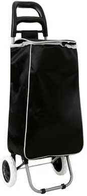 Panana Lightweight Shopping Trolley Luggage Bag 2 Wheels Hard Wearing Foldaway for Easy Storage 35Ltr (Fabric, 2wheel-HKST01BK)