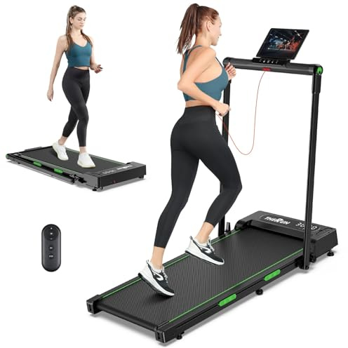 Tapis de Course Pliable avec Télécommande et Tablet Holder Extra Large Tapis Roulant Pliant 2 en 1 Treadmill 12km/h avec Affichage LED Compact pour la Maison/Bureau