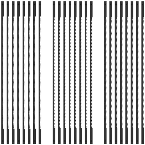 Set di 24 lame per sega per coping, lunghezza tra i perni, kit di lame per sega a scorrimento per legno robusto (15 TPI, 18 TPI, 24 TPI), in acciaio al carbonio ad alto tenore di carbonio