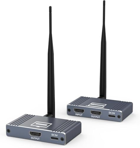 Émetteur et Récepteur HDMI sans Fil 1080P60Hz Extension HDMI sans Fil Transfert de 200m/656FT, Sortie de Synchronisation Audio Vidéo Plug & Play, Projecteur TV pour Ordinateur Portable, Cinéma Maison