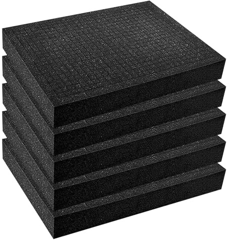 PRITOK Rasterskumset: 5-pack 405 x 305 x 25 mm, verktygslåda, skuminlägg, flerskiktad skumstruktur + skärform för transport, förvaring och gör-det-själv-projekt
