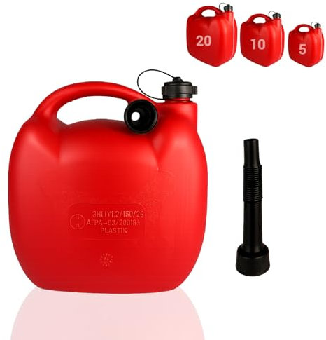 Crisalide® Tanica Carburante 5L 10L 20L in PE-HD con Beccuccio Pieghevole – Taniche Benzina per Auto, Moto, Giardinaggio, Emergenze – Alta Resistenza e Tappo Ermetico (5l)