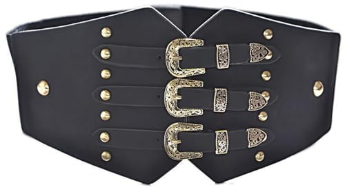 Zeizafa Corsé punk para mujer, cinturón ancho de cuero para una declaración de moda única