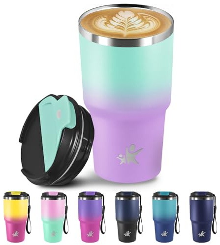 Grsta Tazza da Viaggio 20oz, Bicchiere Termico, Bicchiere Termico con coperchio a prova di perdite, Tazza da Viaggio, Ermetica Portatile, Tumbler Per Caffè Caldo e Freddo, Acqua e Tè