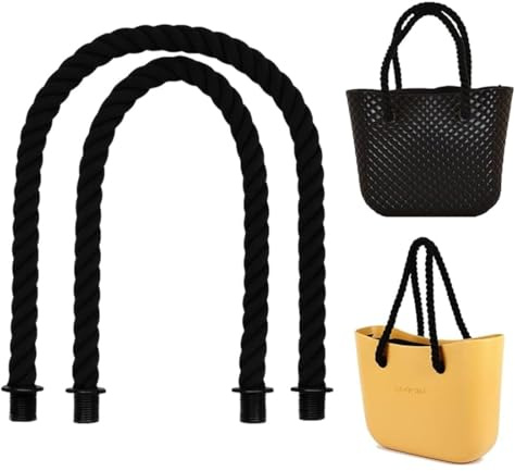 EIHI 2 Pezzi 75CM Manici borsa Manici per Borse,manici per borse fai da te,Manici o Bag Lunghi, Sostituzione Sacchetto Catena Ricambio Accessori, Manici in Corda per Borsa per Fai da Te Donna (Nero)