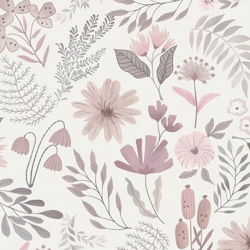 Timeet 44 x 300 cm, carta da parati autoadesiva per mobili, colore rosa, autoadesiva, con foglie floreali, in vinile, per soggiorno, camera da letto, cucina, pareti, mobili