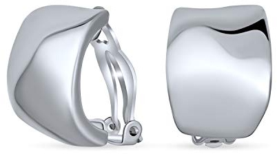 Geometrico Martellato Cupola Metà Cerchio Clip Su Orecchini Per Le Donne Non Forato Orecchie Lucidato Argento Placcato Ottone
