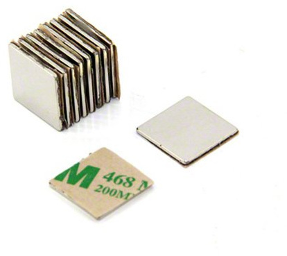 Adhesive N42 Neodymium Magnet for Arts, Crafts, Model Making, DIY, Hobbies, Office, and Home - 15mm x 15mm x 1mm thick - 0.95kg Pull - North - Pack of 10