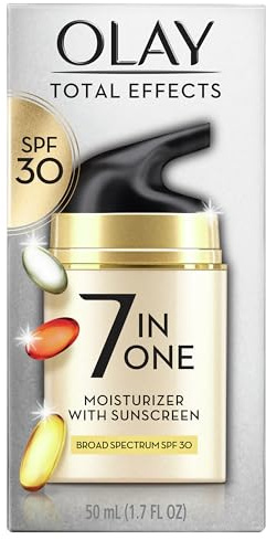 Olay Facial Moisturizing Lotion SPF 30 Total Effects for Dry Skin, 7 Benefits including Minimize Pores, Anti-Aging, 1.7 oz