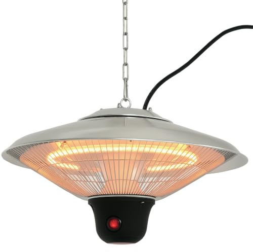 Outsunny Infrarotstrahler 1500 Watt mit Fernbedienung 3 Heizstufen Silber | Infrarot Heizstrahler, LED-Anzeige, Wärmestrahler, Terrassenheizer, Standheizer, Infrarotheizung