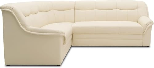 DOMO. collection Berlin Canapé d'angle Intemporel en Cuir synthétique avec Fonction Convertible et Rembourrage à Ressorts, canapé en Forme de L, 205 x 250 x 89 cm, Beige (crème)