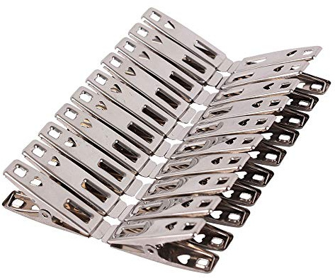 FOMMEN Stainless Steel Clothespins 80 Pack Binder Clips,Heavy Duty Clothespin，All Purpose Heavy Duty Air Tight Seal Good Grip Clips,Metal Clothes Clips for Clothes Sock Food Sealing Photos