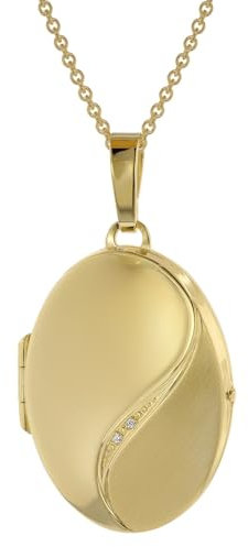 trendor Halskette mit Medaillon-Anhänger Silber 925 gold plattiert 39660-50 50 cm