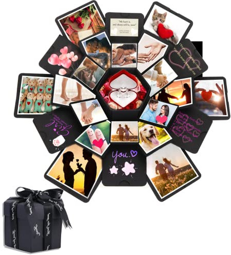 Sporgo Explosion Box, Geschenkbox, Kreative Überraschung Box DIY Fotoalbum Handgemachtes Scrapbook Geschenk für Geburtstag, Weihnachten, Jahrestag, Valentinstag, Heiratsantrag, Hochzeit,(Hexagon)