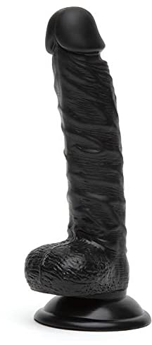 Lovehoney Lifelike Lover Realistic Dildo Adult Sex Toy for Couples, Black | Flexible, Suction Cup, Harness Compatible Strap on, 8 Inch Suction Cup Dildo for Women