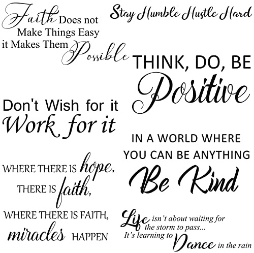 Zonon 5 Sheets Inspirational Quotes Wall Decals Peel and Stick Vinyl Quotes Stickers Motivational Positive Wall Sayings Stickers for Living Room Bathroom Xmas Bedroom Office Family Decor